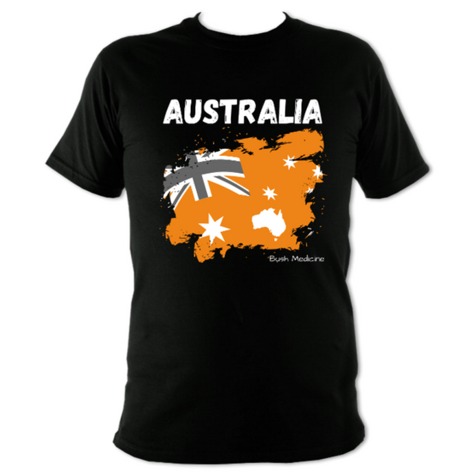Australia Print Regular Fit T Shirt on Black