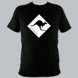 Short Sleeved Regular Fit T Shirt - Mono Kangaroo on Black