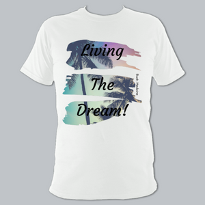 Short Sleeved T-Shirt - Living The Dream Tropical on White