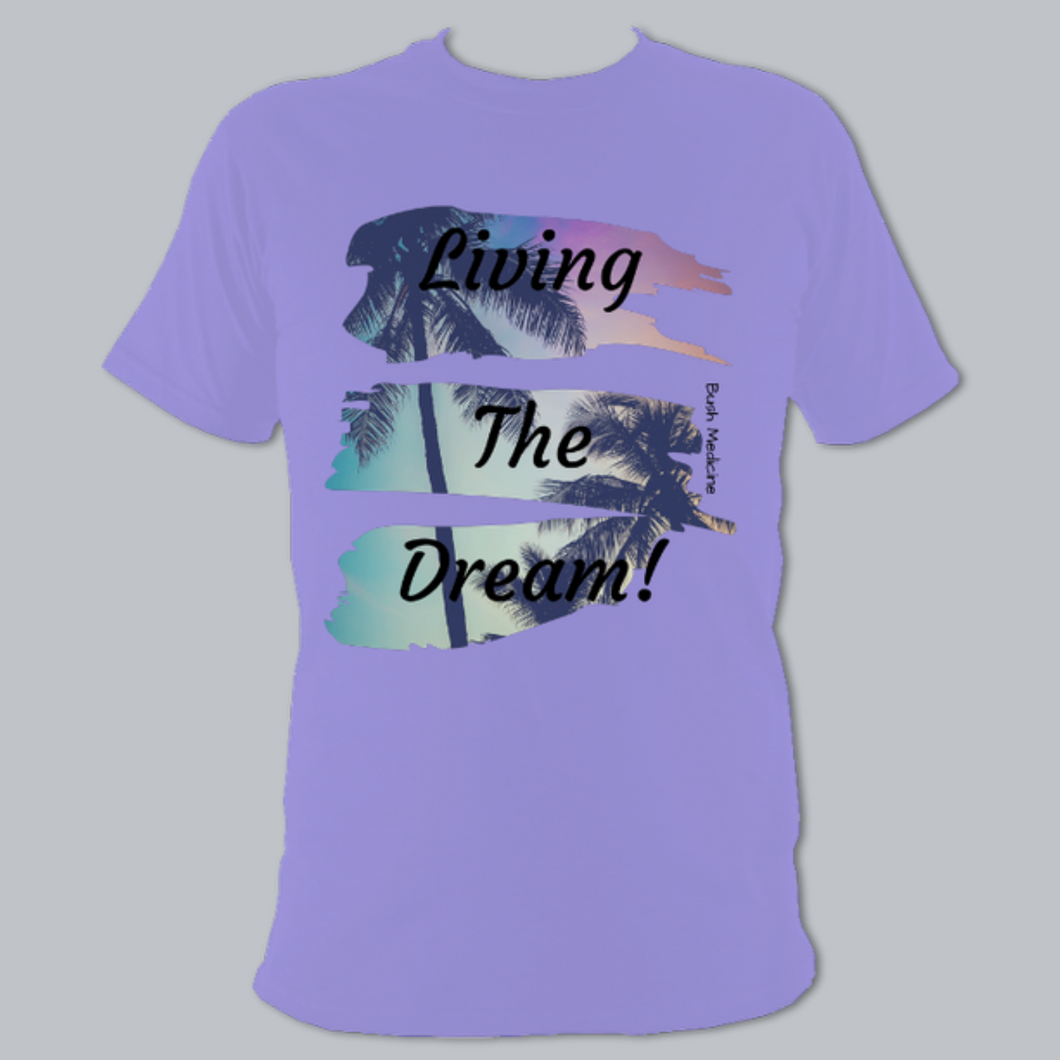 Short Sleeved T-Shirt - Living The Dream Tropical on Violet