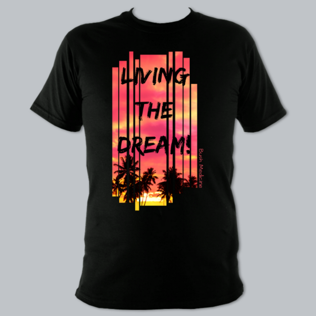 Short Sleeved T-Shirt - Living The Dream on Black